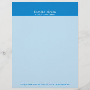 Minimalist Cerulean Blue Grainy Texture Custom Letterhead