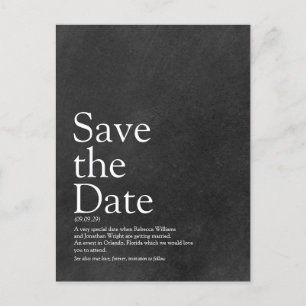 Minimalist Chalkboard Save the Date Definition Announcement Postcard