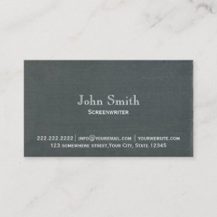 Minimalist Chalkboard Screenwriter Business Card