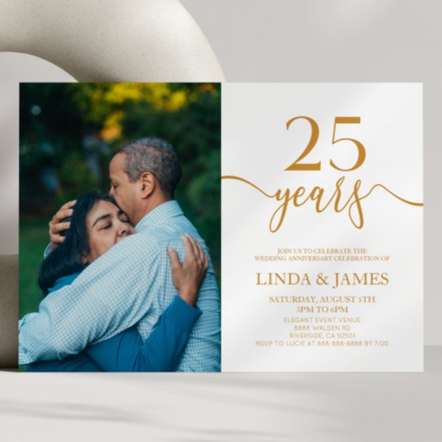Minimalist Champagne 25th Wedding Anniversary Invitation (Creator Uploaded)