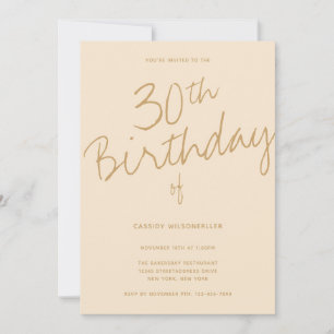 Minimalist Champagne 30th Birthday Invitation