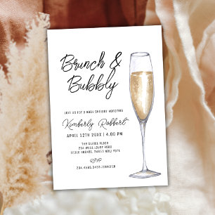 Minimalist Champagne Brunch Bubbly Baby Shower Invitation