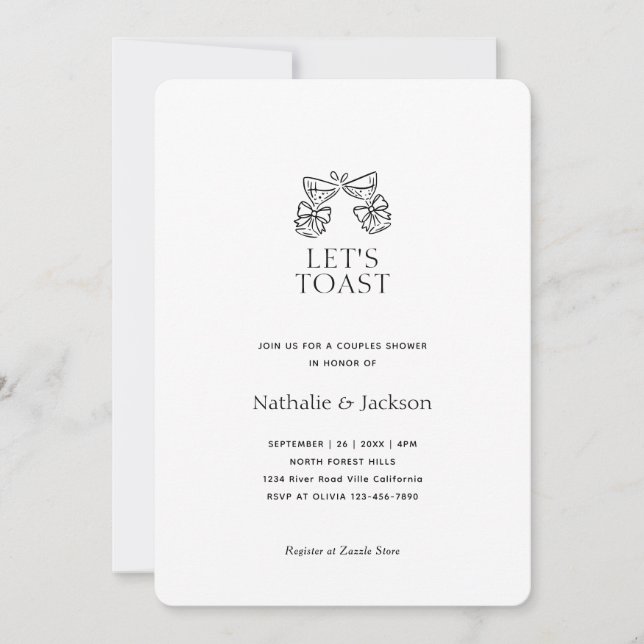 Minimalist Champagne Couple Shower Bridal Invitation (Front)