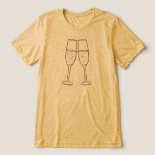 Minimalist Champagne Glasses with Forever Text Tri-Blend Shirt