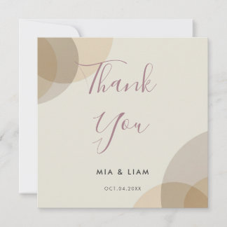 Minimalist Champagne Ivory Circles Wedding Thank You Card