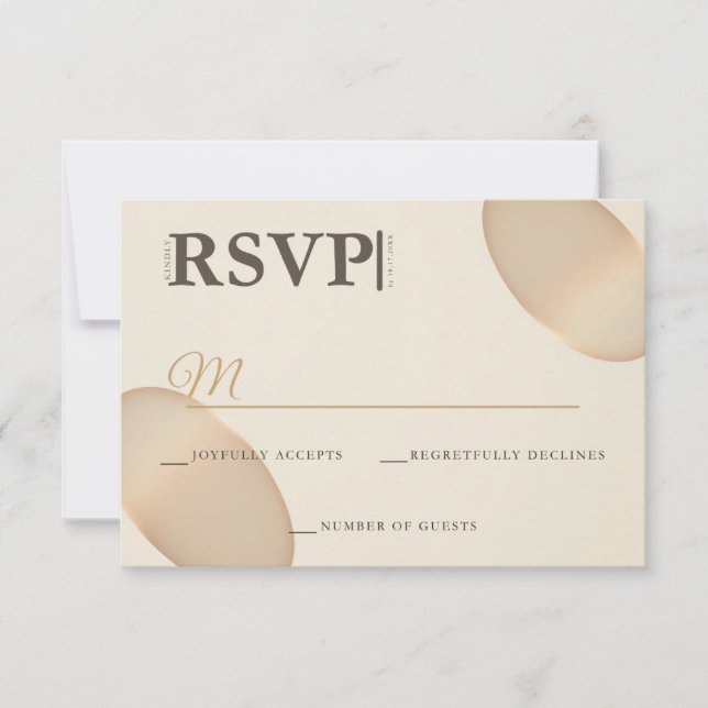 Minimalist Champagne Pebble Ivory Wedding RSVP (Front)