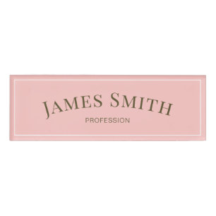 Minimalist Champagne Pink Gold Trendy Professional Name Tag