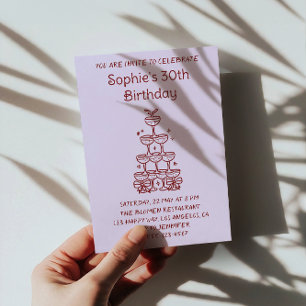 Minimalist Champagne Tower 30th Birthday Party     Invitation