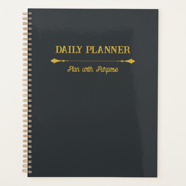 Minimalist Charcoal Gold Planner (Front)