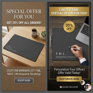 Minimalist Charcoal Grey Custom Monogram Corporate Desk Mat