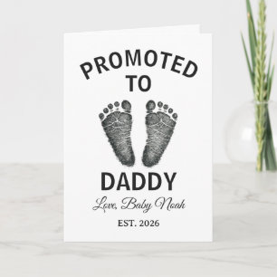Minimalist Charcoal Ink Promoted To Daddy Custom Card