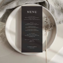Minimalist Charcoal Simple Wedding Menu Card