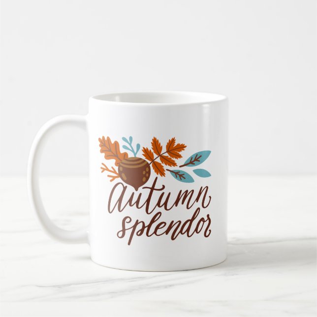 Minimalist Charming Aesthetic Autumn Splendour Coffee Mug (Left)