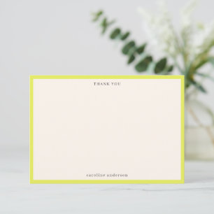 Minimalist Chartreuse Border Personalised Name Thank You Card