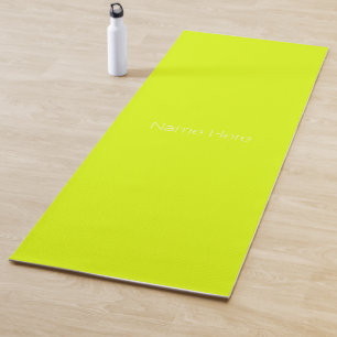Minimalist chartreuse green custom name monogram yoga mat