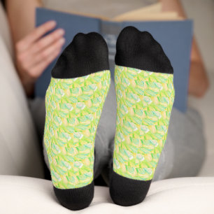 Minimalist Chartreuse Impressionist Floral Socks