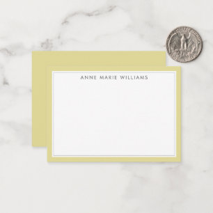 Minimalist Chartreuse Two Border Name Note Card