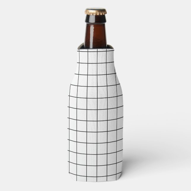 Minimalist Checked Grid Pattern  Bottle Cooler (Bottle Front)