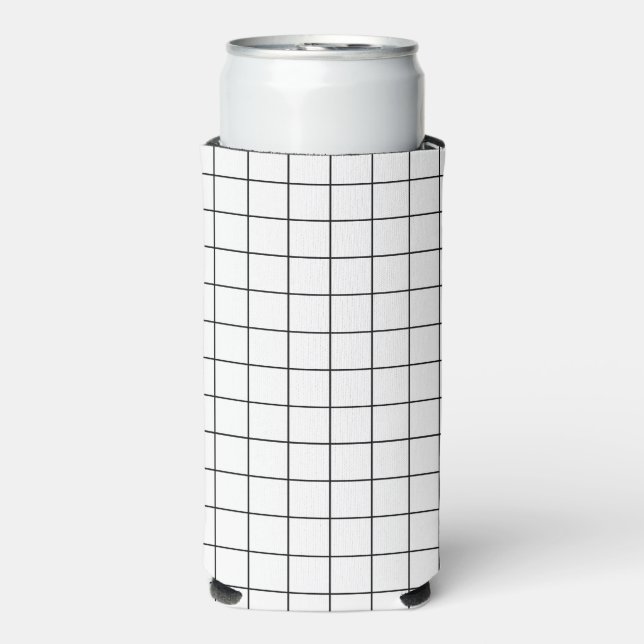 Minimalist Checked Grid Pattern  Seltzer Can Cooler (Seltzer Front)