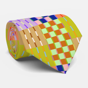 Minimalist Checkered Geometric Retro Pattern Tie