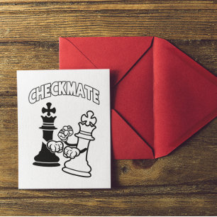 Minimalist Checkmate Chess Art Black and White Postcard
