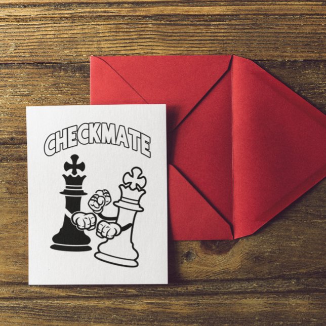 Minimalist Checkmate Chess Art Black and White Postcard (Minimalist Checkmate Chess Art Black and White Postcard)