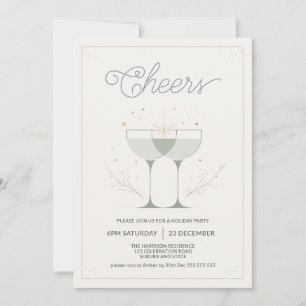 Minimalist Cheers Christmas Party  Invitation