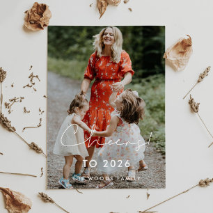 Minimalist Cheers to 2024 New Year's photo Holiday Card