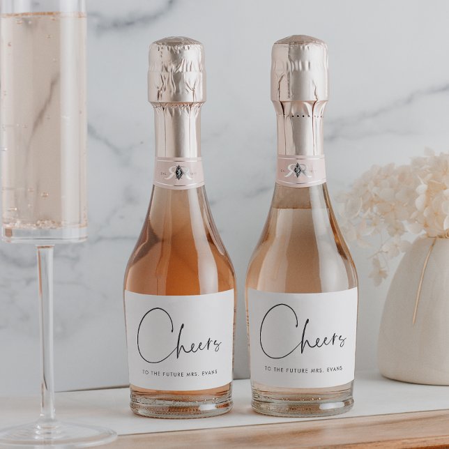 Minimalist Cheers to the Future Mrs Bridal Shower Sparkling Wine Label (Creator Uploaded)