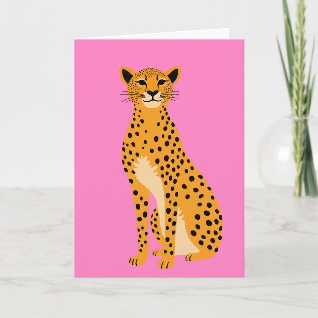 Minimalist Cheetah on Pink Card (Front)