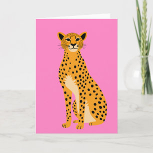 Minimalist Cheetah on Pink Card