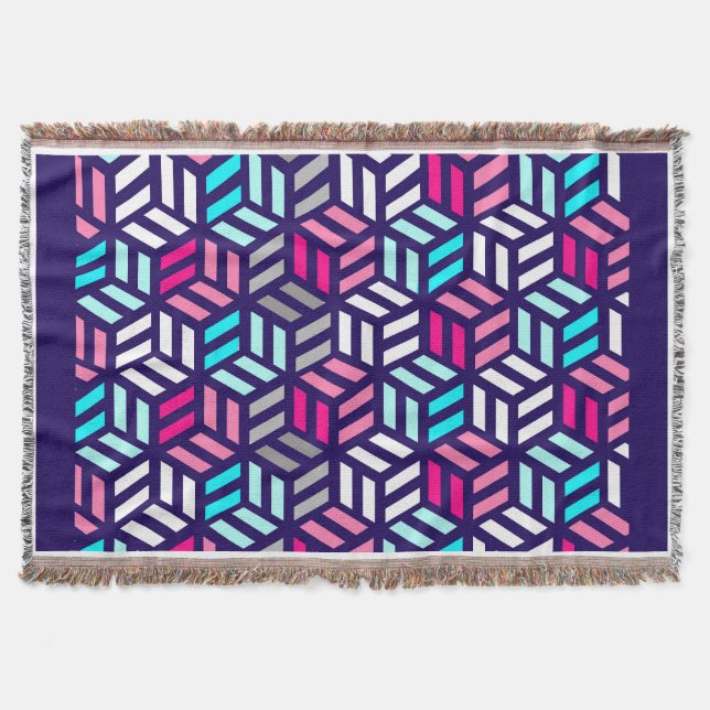 Minimalist  Chequered Area Rug | Modern Grid Throw Blanket (Front)