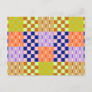 Minimalist Chequered Geometric Retro Pattern Postcard