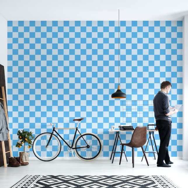 Minimalist Chequered Pattern Wallpaper (Living Room)