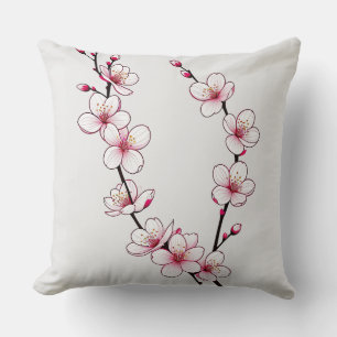 Minimalist Cherry Blossom Branches Cushion