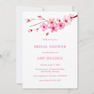 Minimalist Cherry Blossom Pink Bridal Shower Invitation