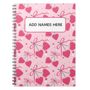 Minimalist Cherry Heart Notebook Cute Retro Repe