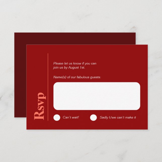 Minimalist Cherry Red and White RSVP card (Front/Back)