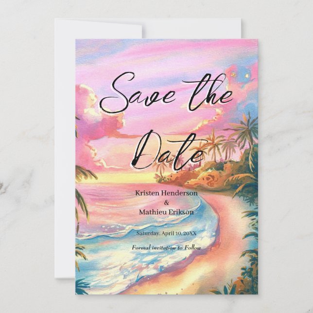 Minimalist Chic Beach Wedding Save The Date (Front)