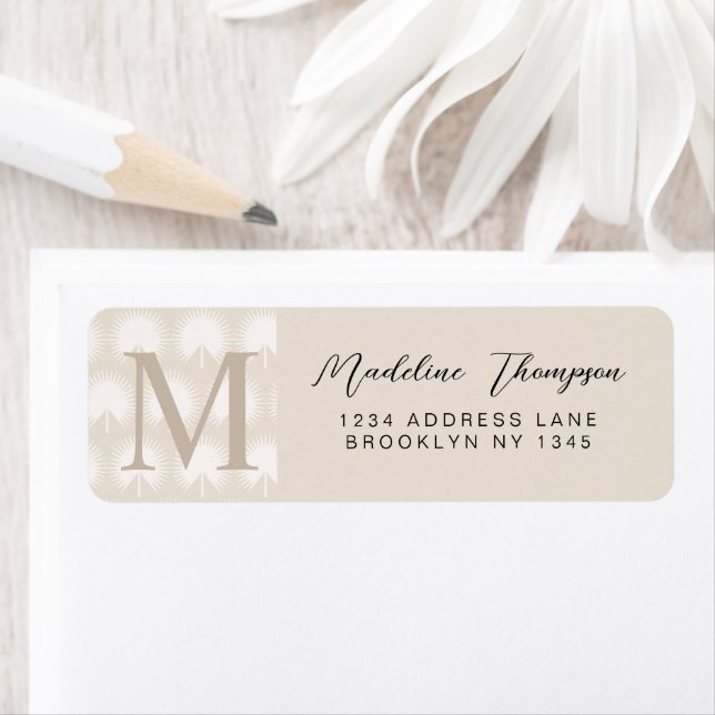 Minimalist Chic Beige Anahaw Leaf Script Monogram (Insitu)