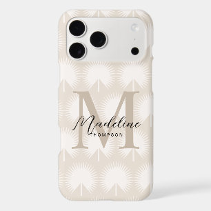 Minimalist Chic Beige Anahaw Leaf Script Monogram