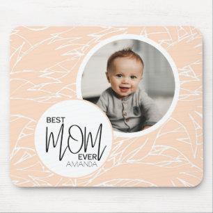 Minimalist Chic Best Mum Ever Pink Photo Mouse Mat