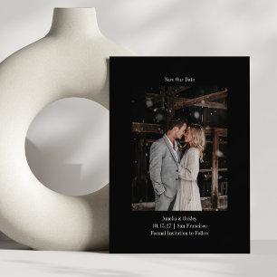 Minimalist Chic Black Elegant Wedding Custom Photo Save The Date