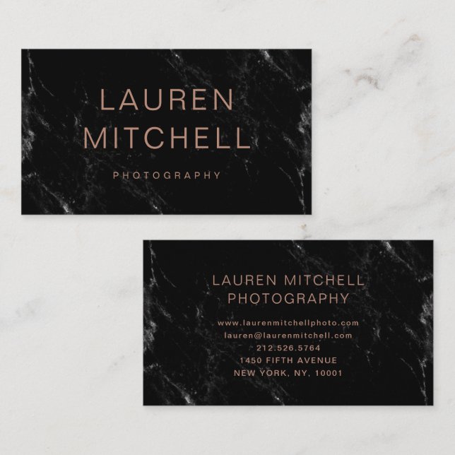 Minimalist Chic | Black Marble Business Card (Front/Back)