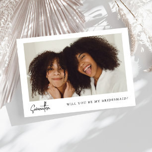 Minimalist Chic Black Photo Bridesmaid Proposal