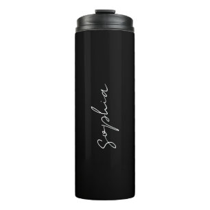 Minimalist Chic Black Script Personalised Thermal Tumbler