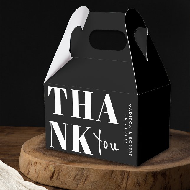 Minimalist Chic Black White Bold Thank You Wedding Favour Box (Creator Uploaded)