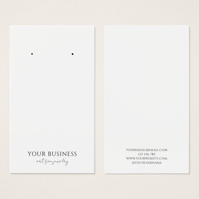 Minimalist Chic Black White Jewellery Display Card (Front & Back)