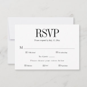 Minimalist Chic Black & White Response Card