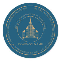 Minimalist chic Blue, Brown Real Estate Agent